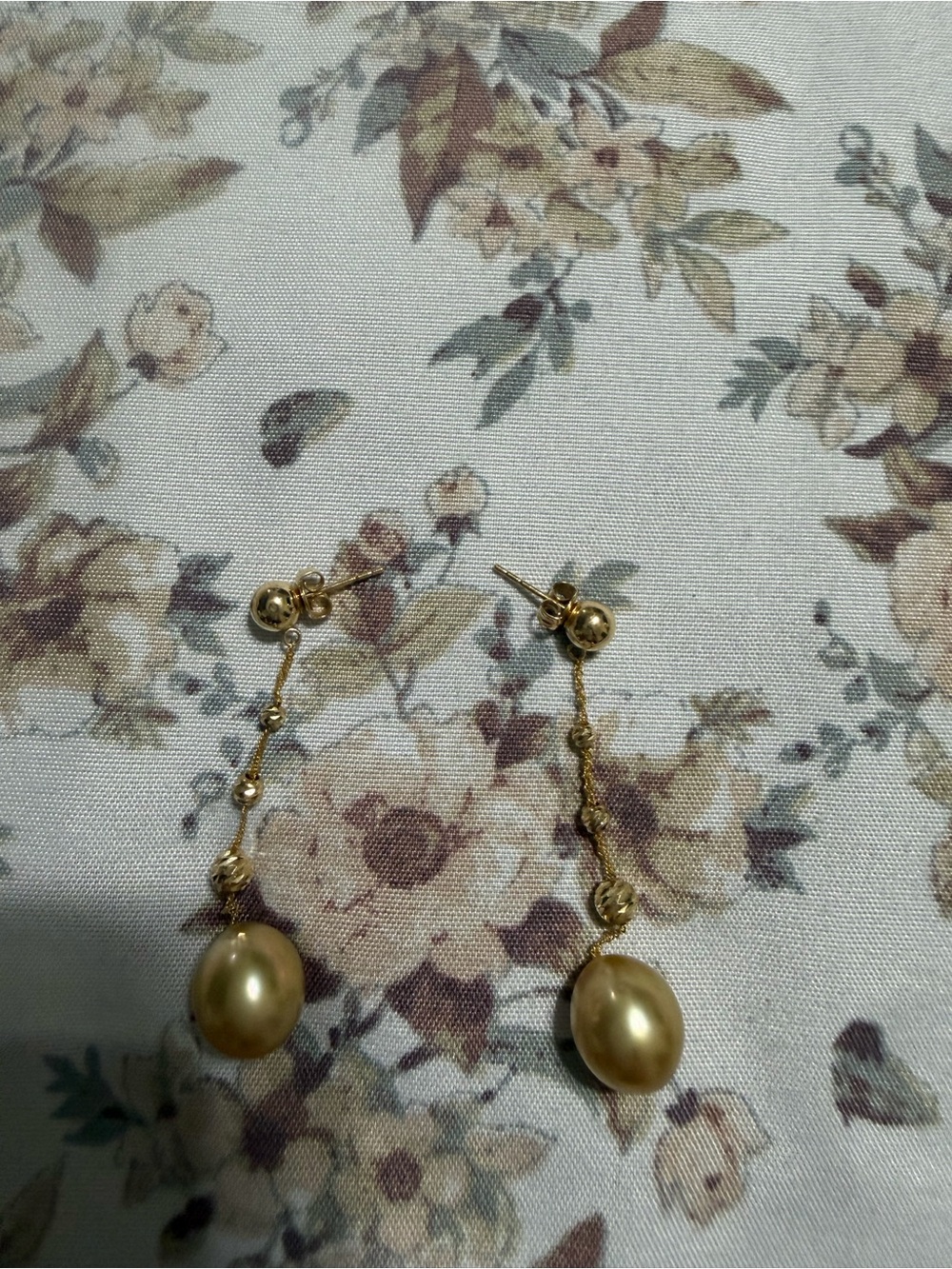 Effy Gold  Pearl 14k gold Drop Earrings with Bead Accents